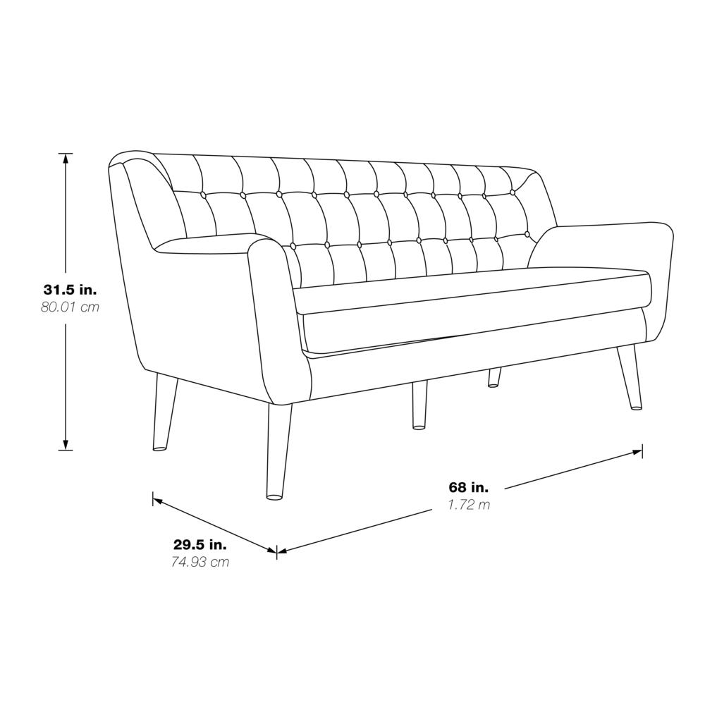 Mill Lane Mid-Century Modern 68” Tufted Sofa in Cement Fabric