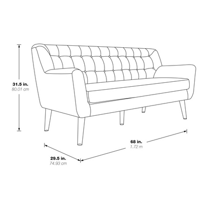 Mill Lane Mid-Century Modern 68” Tufted Sofa in Cement Fabric