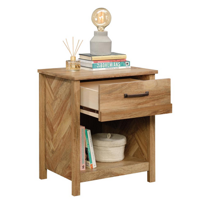 Cannery Bridge Night Stand - Stylish Bedside Table with Storage Drawer and Open Shelf
