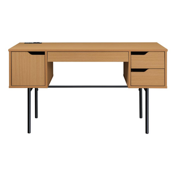 Denmark Executive Desk - Modern Scandinavian Style, Natural Woodgrain Finish