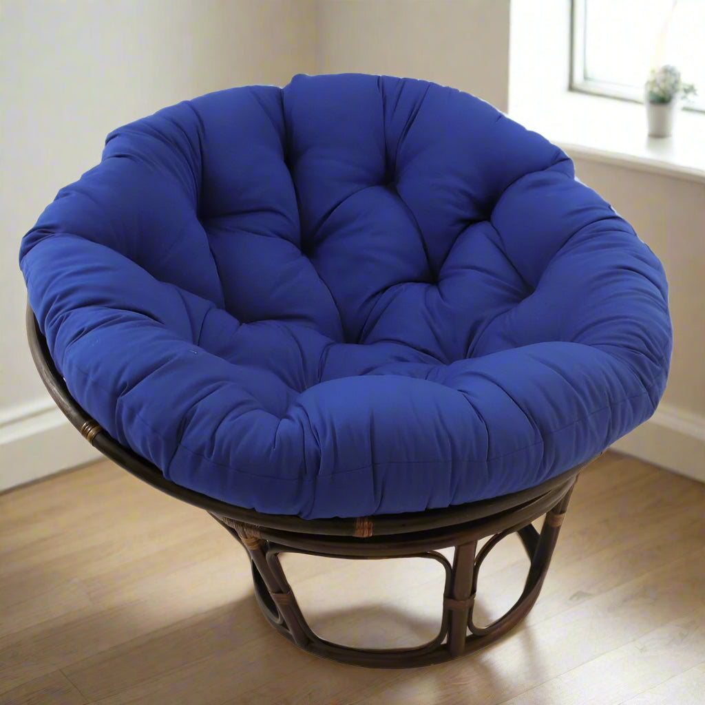 42-Inch Rattan Papasan Chair with Solid Twill Cushion