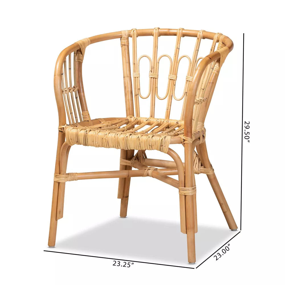 Luxio Modern and Contemporary Natural Finished Rattan Dining Chair - Handmade in Indonesia