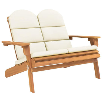 Adirondack Patio Bench with Cushions 49.6&quot; Solid Wood Acacia - Ethereal Company