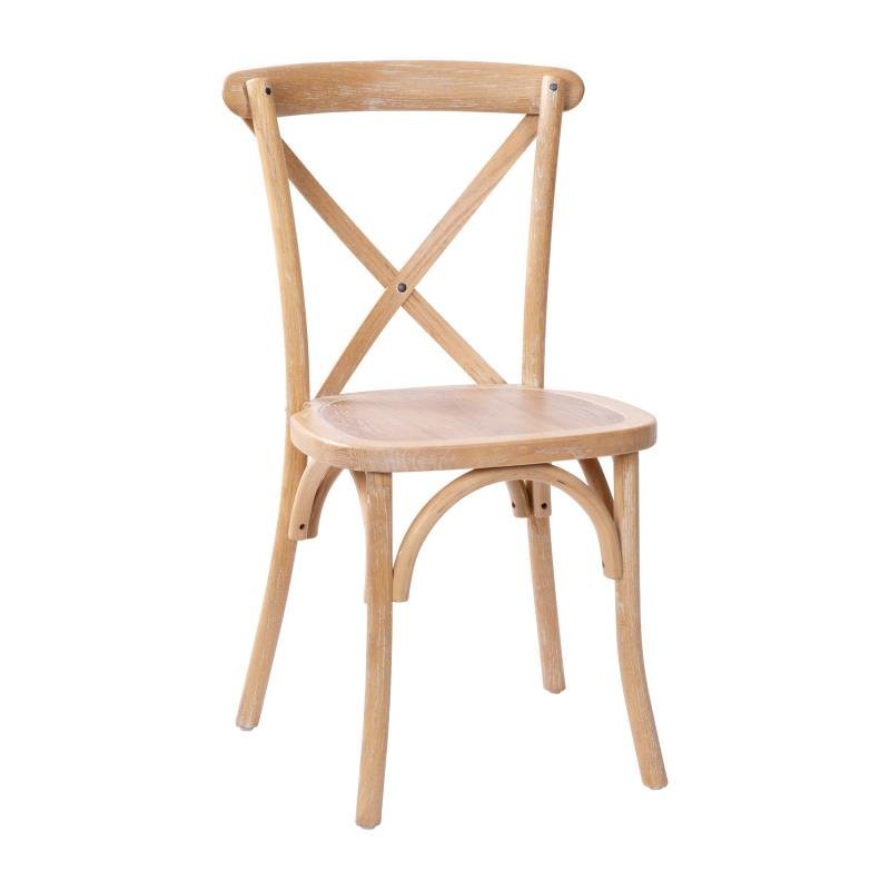 Advantage Driftwood X-Back Chair - Solid Elmwood Construction, Stackable and Portable - Ethereal Company