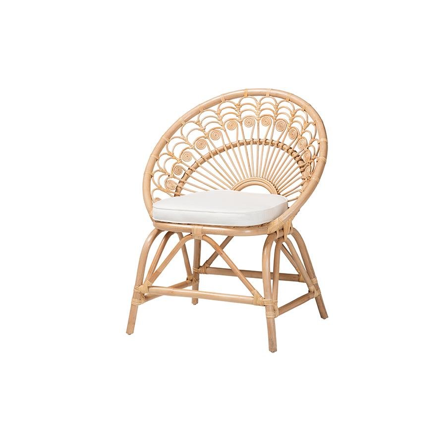 bali &amp; pari Abriella Modern Bohemian Natural Brown Rattan Peacock Accent Chair - Ethereal Company