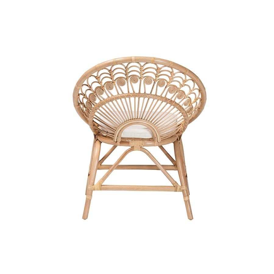 bali &amp; pari Abriella Modern Bohemian Natural Brown Rattan Peacock Accent Chair - Ethereal Company