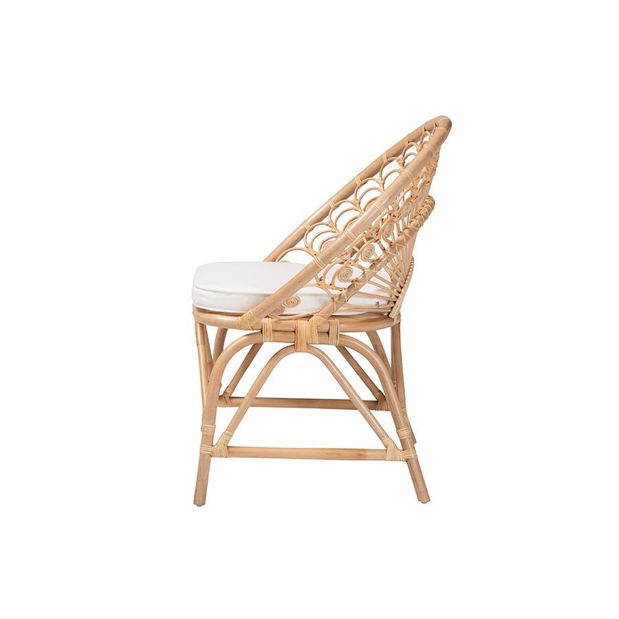 bali &amp; pari Abriella Modern Bohemian Natural Brown Rattan Peacock Accent Chair - Ethereal Company