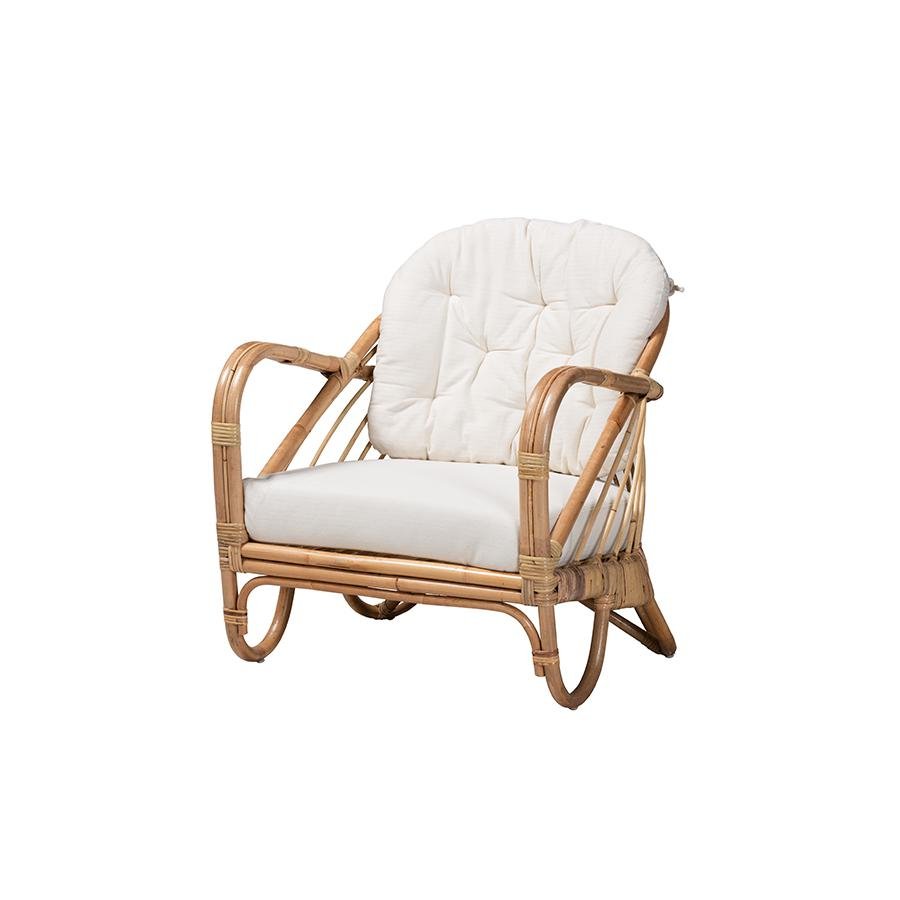 bali &amp; pari Aliane Modern Bohemian Natural Brown Antique Rattan Armchair - Ethereal Company