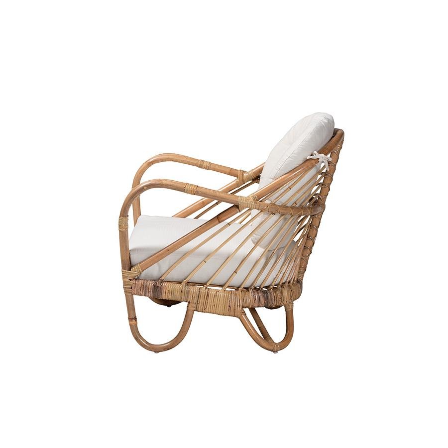 bali &amp; pari Aliane Modern Bohemian Natural Brown Antique Rattan Armchair - Ethereal Company