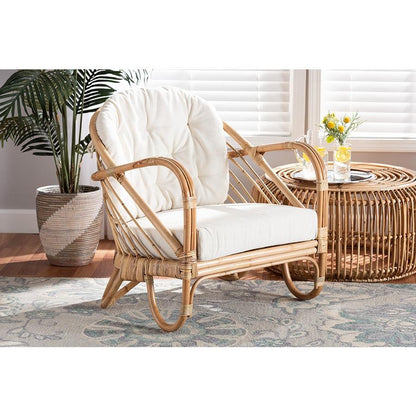 bali &amp; pari Aliane Modern Bohemian Natural Brown Antique Rattan Armchair - Ethereal Company