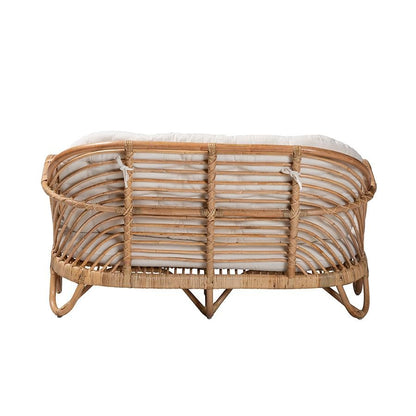 bali &amp; pari Aliane Modern Bohemian Natural Brown Antique Rattan Loveseat - Ethereal Company