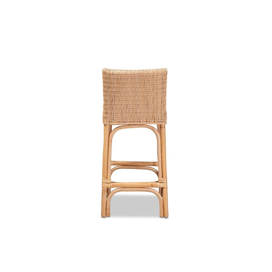 bali &amp; pari Athena Modern and Contemporary Natural Finished Rattan Counter Stool - Ethereal Company