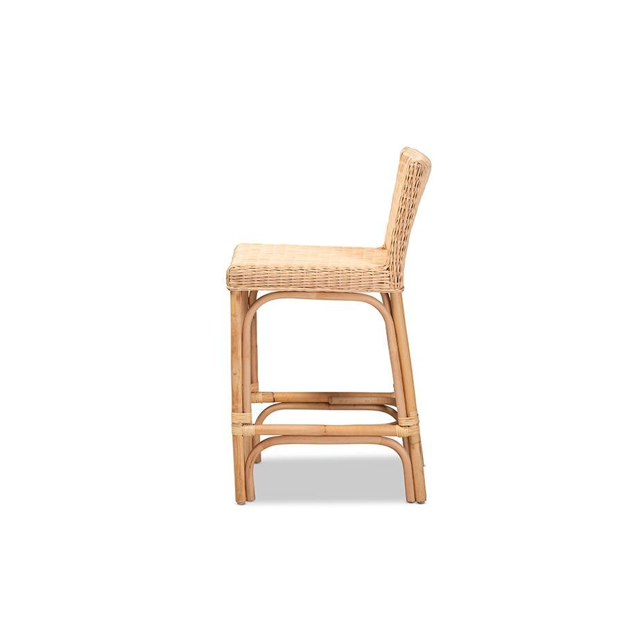 bali &amp; pari Athena Modern and Contemporary Natural Finished Rattan Counter Stool - Ethereal Company