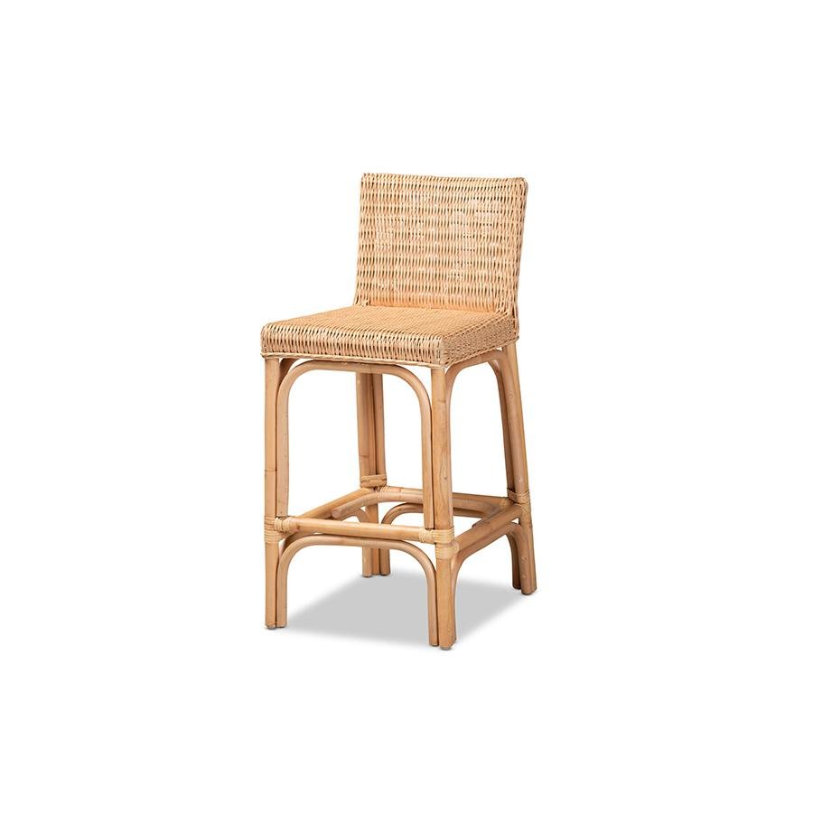 bali &amp; pari Athena Modern and Contemporary Natural Finished Rattan Counter Stool - Ethereal Company