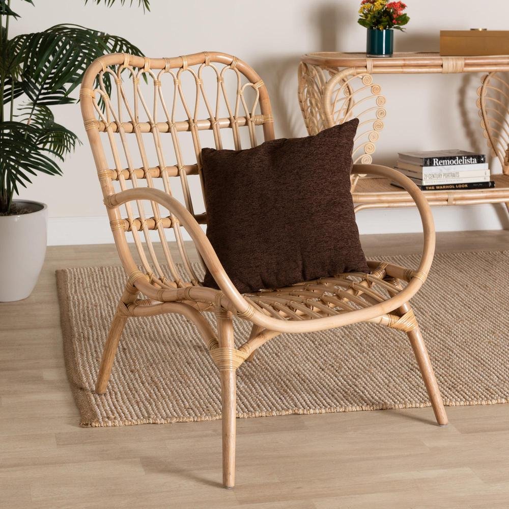 bali &amp; pari Bajo Modern Bohemian Natural Brown Rattan Arm Chair - Ethereal Company