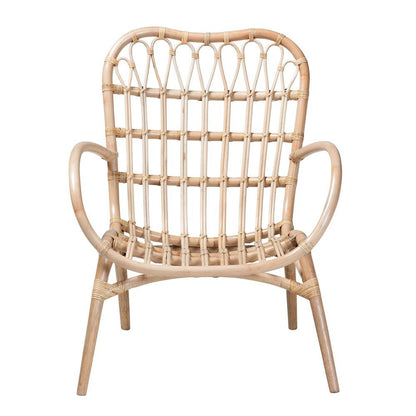 bali &amp; pari Bajo Modern Bohemian Natural Brown Rattan Arm Chair - Ethereal Company