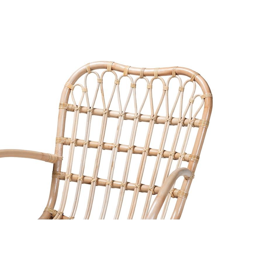 bali &amp; pari Bajo Modern Bohemian Natural Brown Rattan Arm Chair - Ethereal Company