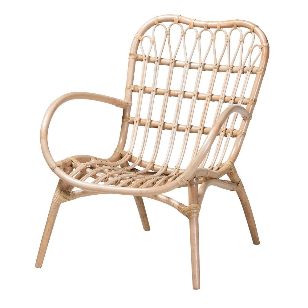 bali &amp; pari Bajo Modern Bohemian Natural Brown Rattan Arm Chair - Ethereal Company