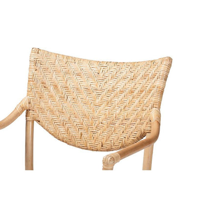 bali &amp; pari Damani Modern Bohemian Natural Brown Finished Rattan Dining Chair - Ethereal Company