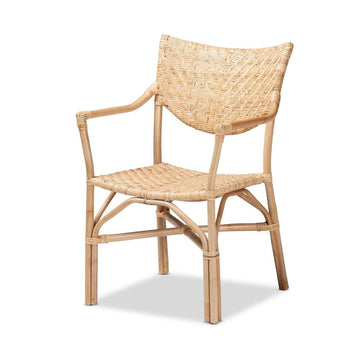 bali &amp; pari Damani Modern Bohemian Natural Brown Finished Rattan Dining Chair - Ethereal Company