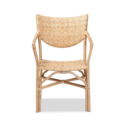 bali &amp; pari Damani Modern Bohemian Natural Brown Finished Rattan Dining Chair - Ethereal Company