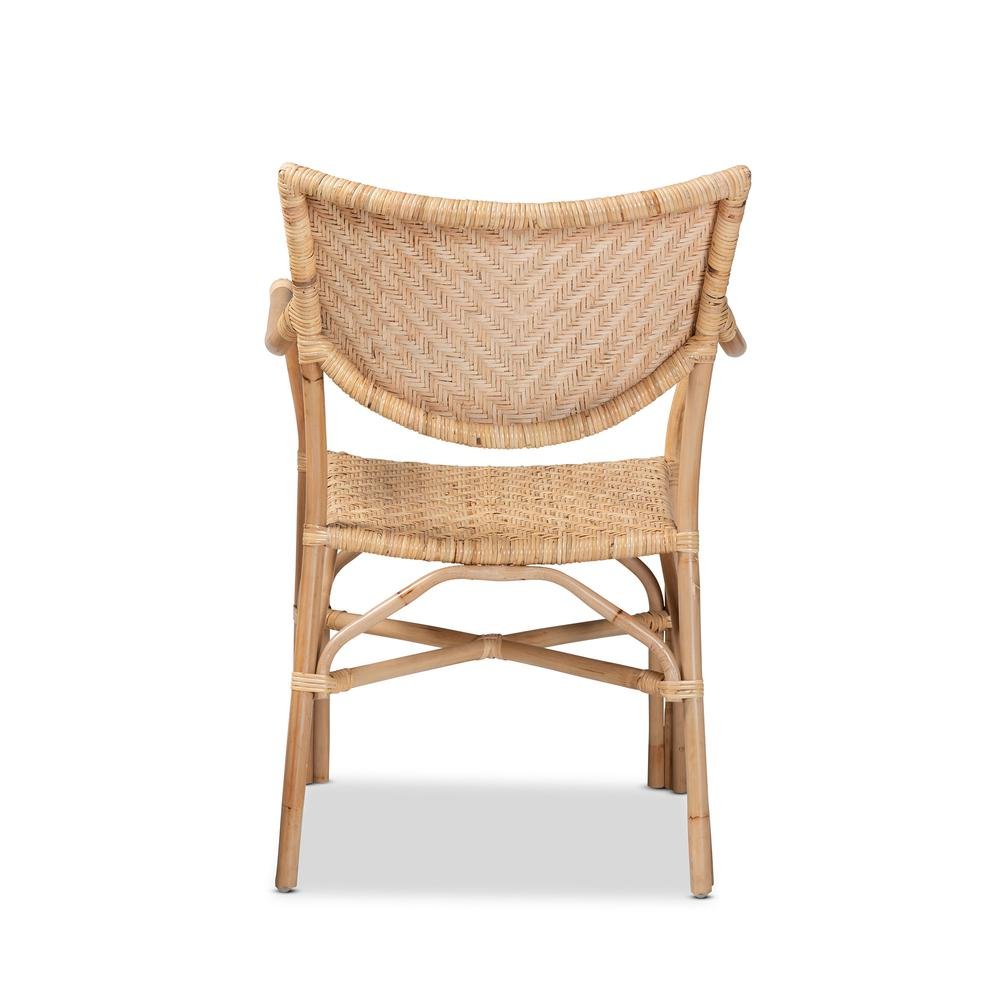 bali &amp; pari Damani Modern Bohemian Natural Brown Finished Rattan Dining Chair - Ethereal Company