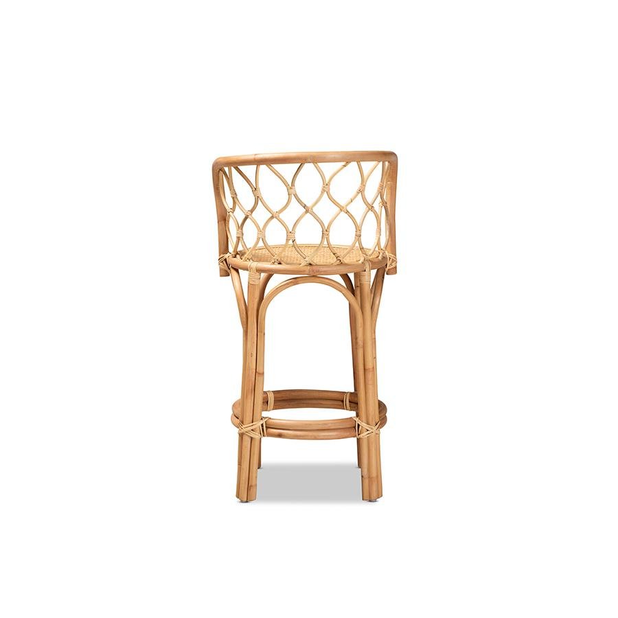 bali &amp; pari Diana Modern and Contemporary Natural Finished Rattan Counter Stool - Ethereal Company