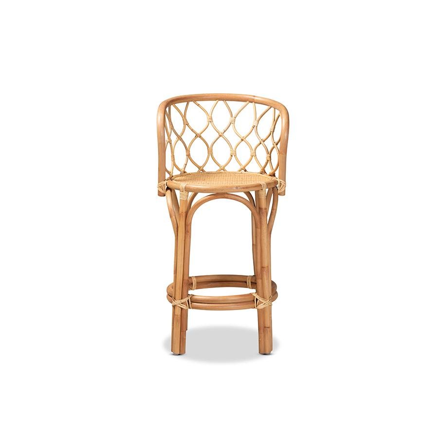 bali &amp; pari Diana Modern and Contemporary Natural Finished Rattan Counter Stool - Ethereal Company