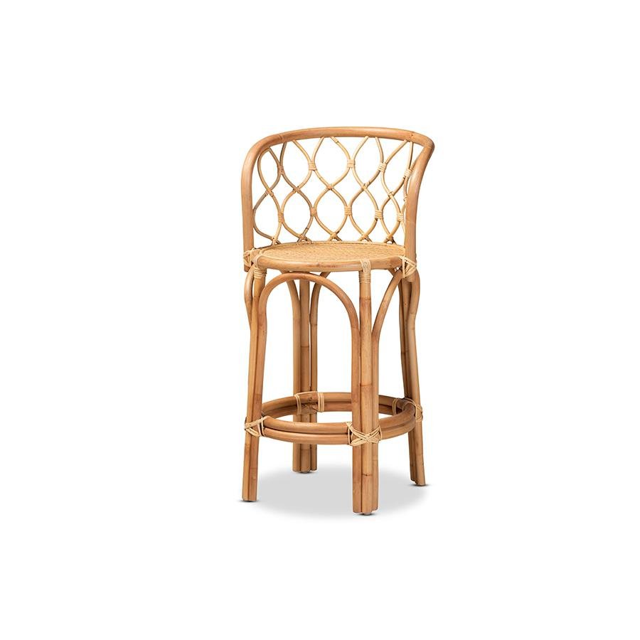 bali &amp; pari Diana Modern and Contemporary Natural Finished Rattan Counter Stool - Ethereal Company