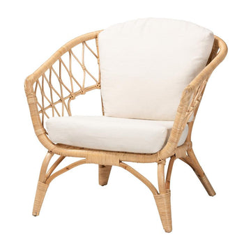 bali &amp; pari Feya Modern Bohemian Natural Brown Antique Rattan Armchair - Ethereal Company