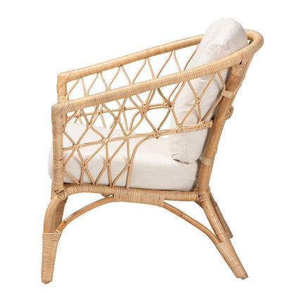 bali &amp; pari Feya Modern Bohemian Natural Brown Antique Rattan Armchair - Ethereal Company