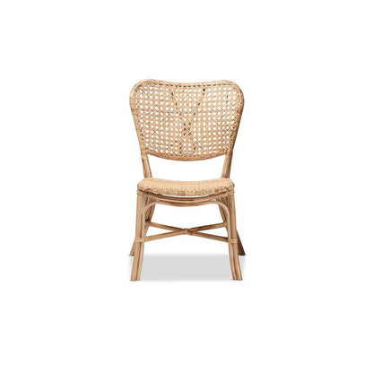 bali &amp; pari Nadira Modern Bohemian Natural Brown Finished Rattan Dining Chair - Ethereal Company