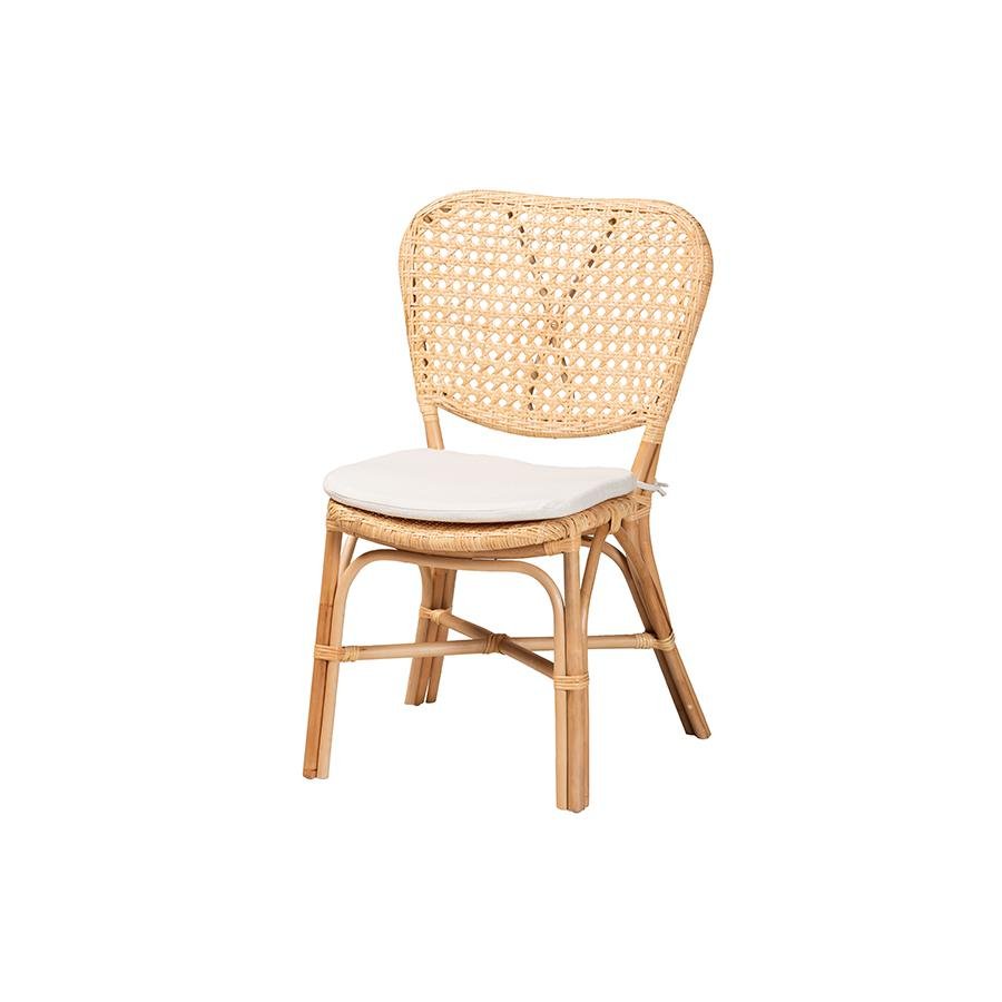 bali &amp; pari Nadira Modern Bohemian Natural Brown Finished Rattan Dining Chair - Ethereal Company