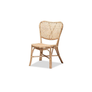 bali &amp; pari Nadira Modern Bohemian Natural Brown Finished Rattan Dining Chair - Ethereal Company