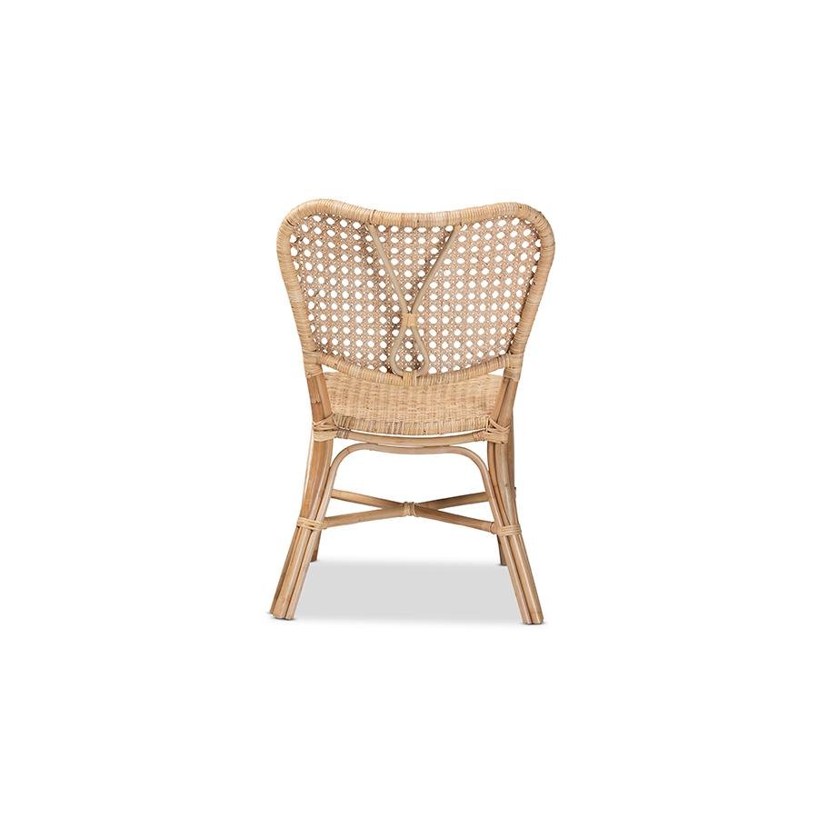 bali &amp; pari Nadira Modern Bohemian Natural Brown Finished Rattan Dining Chair - Ethereal Company