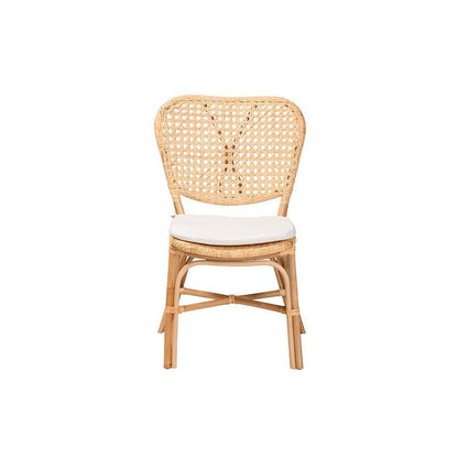 bali &amp; pari Nadira Modern Bohemian Natural Brown Finished Rattan Dining Chair - Ethereal Company