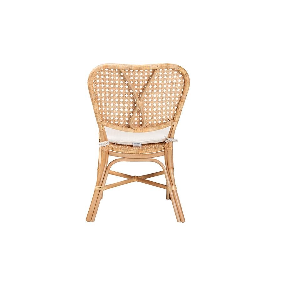 bali &amp; pari Nadira Modern Bohemian Natural Brown Finished Rattan Dining Chair - Ethereal Company