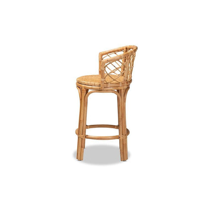 bali &amp; pari Orchard Modern Bohemian Natural Brown Rattan Counter Stool - Ethereal Company