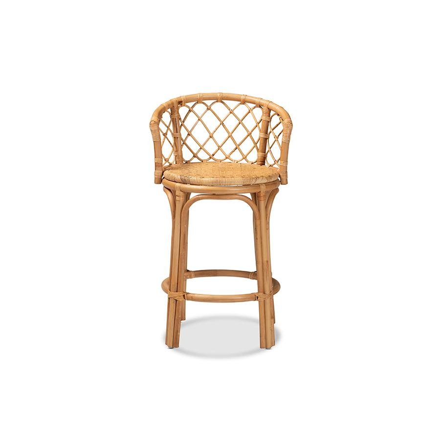 bali &amp; pari Orchard Modern Bohemian Natural Brown Rattan Counter Stool - Ethereal Company