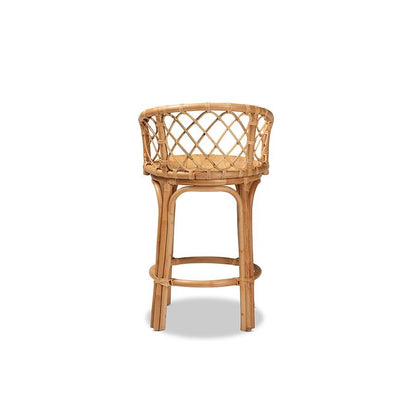 bali &amp; pari Orchard Modern Bohemian Natural Brown Rattan Counter Stool - Ethereal Company