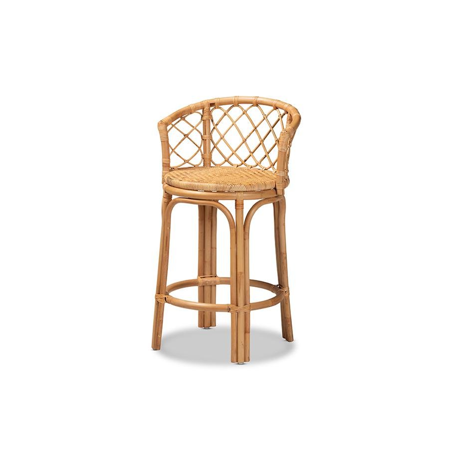 bali &amp; pari Orchard Modern Bohemian Natural Brown Rattan Counter Stool - Ethereal Company