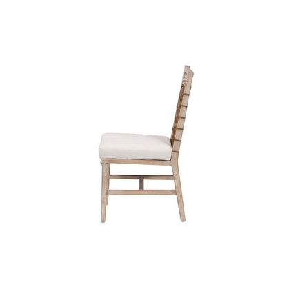 bali &amp; pari Ulric Modern Bohemian White Washed Mahogany Wood Dining Chair - Ethereal Company