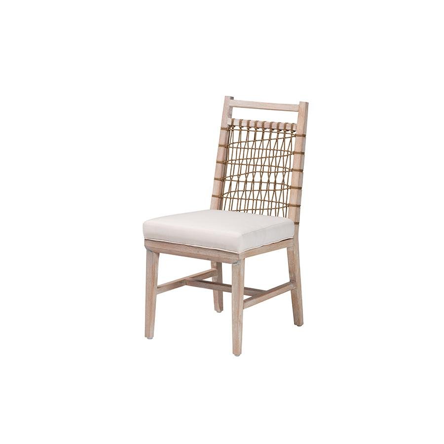 bali &amp; pari Ulric Modern Bohemian White Washed Mahogany Wood Dining Chair - Ethereal Company