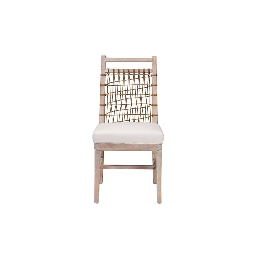 bali &amp; pari Ulric Modern Bohemian White Washed Mahogany Wood Dining Chair - Ethereal Company