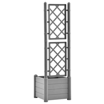 Garden Planter with Trellis 16.9&quot;x16.9&quot;x55.9&quot; PP Stone Gray - Ethereal Company