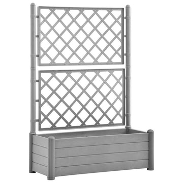 Garden Planter with Trellis 39.4&quot;x16.9&quot;x55.9&quot; PP Stone Gray - Ethereal Company