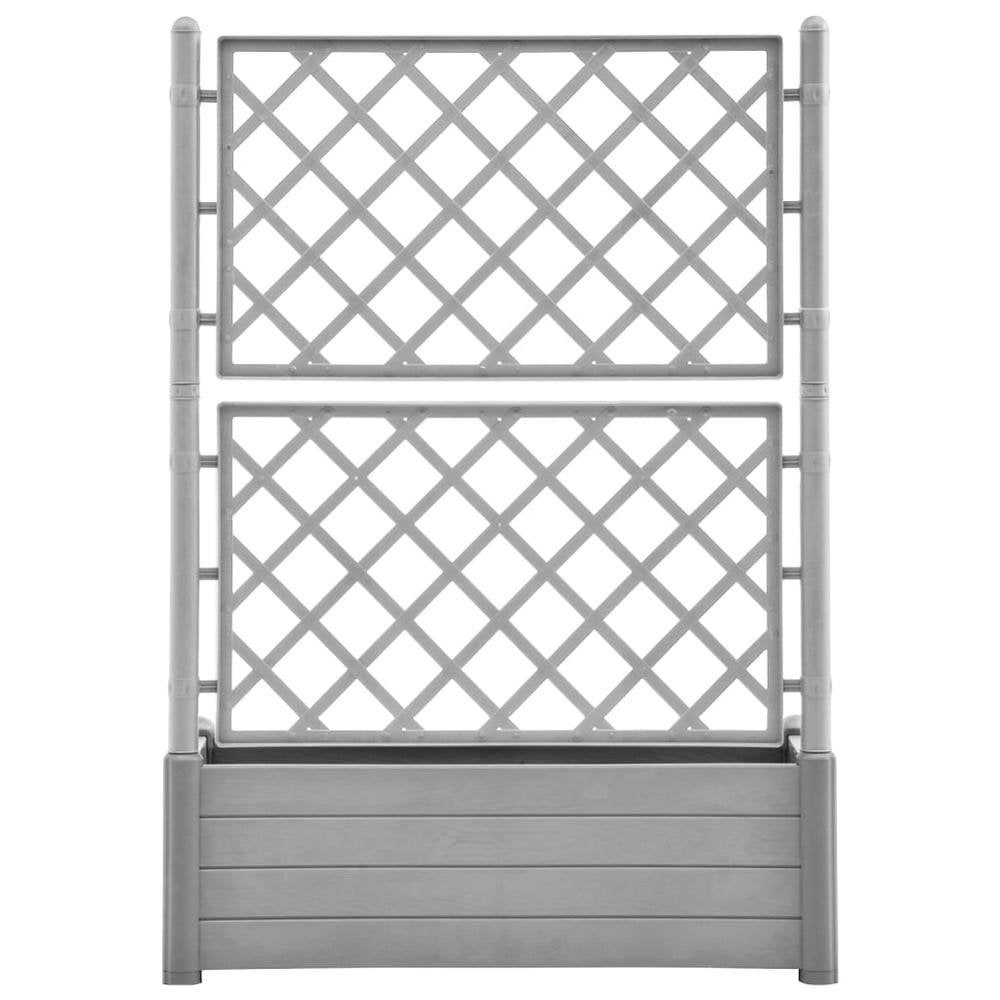 Garden Planter with Trellis 39.4&quot;x16.9&quot;x55.9&quot; PP Stone Gray - Ethereal Company