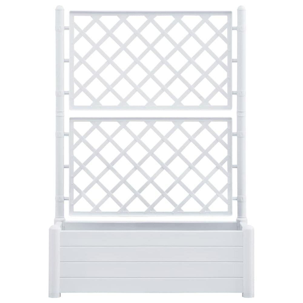 Garden Planter with Trellis 39.4&quot;x16.9&quot;x55.9&quot; PP White - Ethereal Company