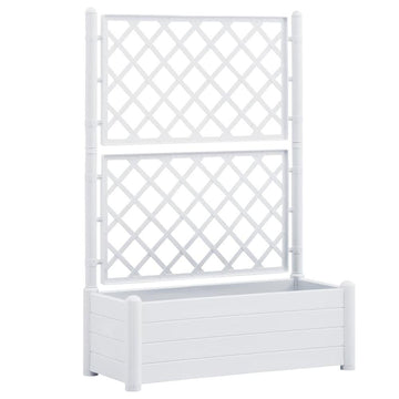 Garden Planter with Trellis 39.4&quot;x16.9&quot;x55.9&quot; PP White - Ethereal Company