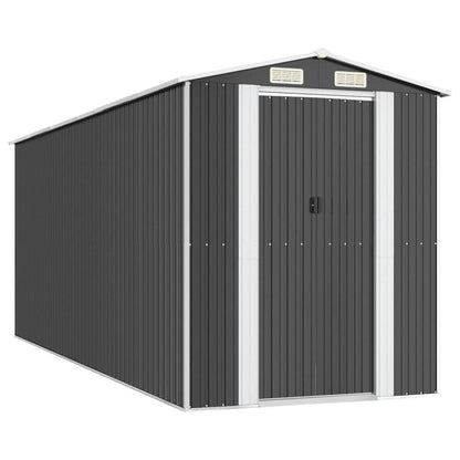 Garden Shed Anthracite 75.6&quot;x205.9&quot;x87.8&quot; Galvanized Steel - Ethereal Company